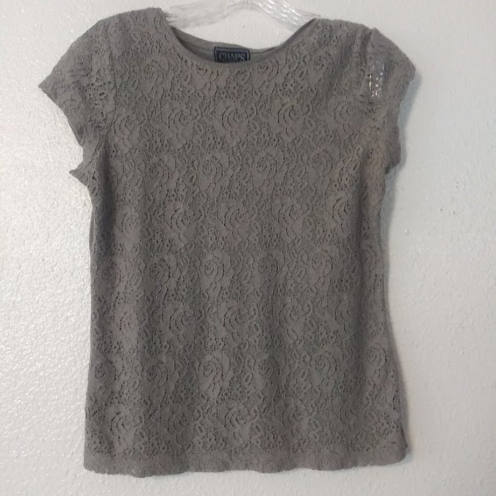 Chaps classic women's gray small floral blouse
